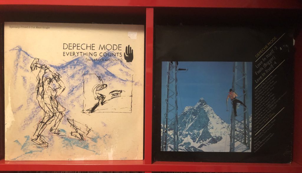 Depeche Mode 12" vinyl single for "Everything Counts" Depeche Mode vinyl 12" single for "Love in Itself" with "Fools (Bigger) on B side