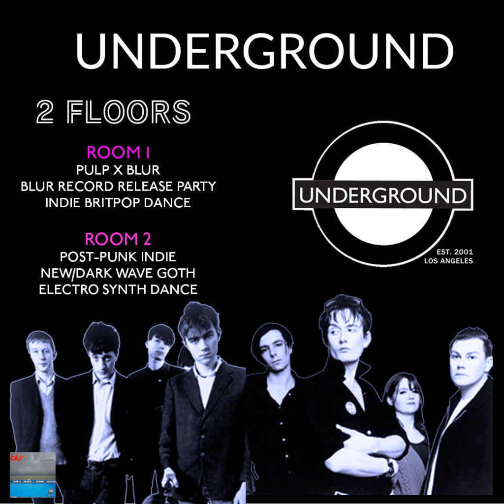 Club Underground indie dance night at Grand Star Jazz Club in Chinatown, Los Angeles Pulp x Blur night on Friday July 28, 2023 with DJ Larry G. and DJ Liz O. 