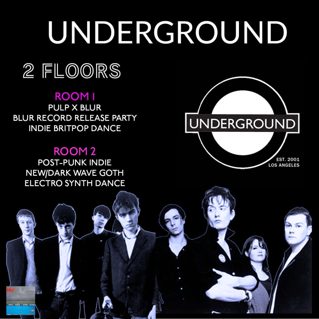 Club Underground indie dance night at Grand Star Jazz Club in Chinatown, Los Angeles Pulp x Blur night on Friday July 28, 2023 with DJ Larry G. and DJ Liz O.