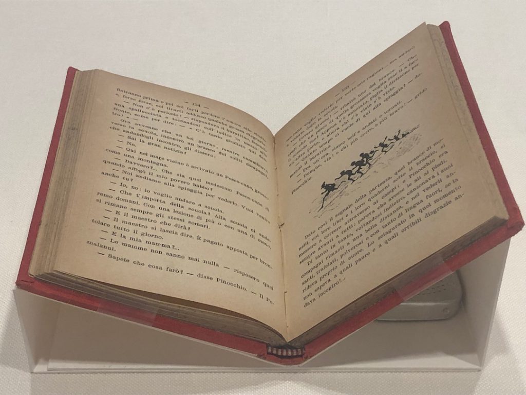 Italian first edition of The Adventures of Pinocchio at "A Real Boy" at Italian American Museum of Los Angeles.