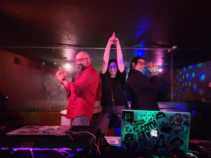 DJ Jus' B, DJ Liz O., DJ Mr. Michel at Grand Star Jazz Club in Chinatown Los Angeles for Disco Matinee October 8, 2023 (photo: Sara)