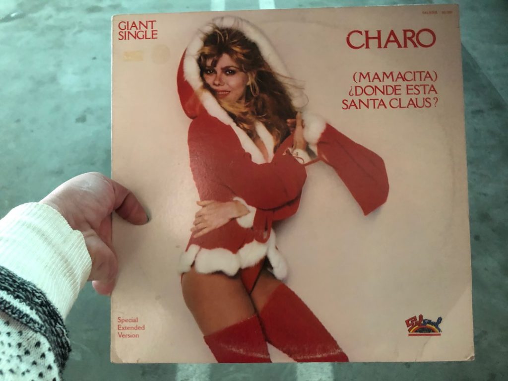 Charo "(Mamacita) ¿Donde Esta Santa Claus?" 12" single with Tom Moulton mix released on Salsoul in 1978. Seen here at Pasadena City College Flea Market. (Photo: Liz Ohanesian, February 2022)