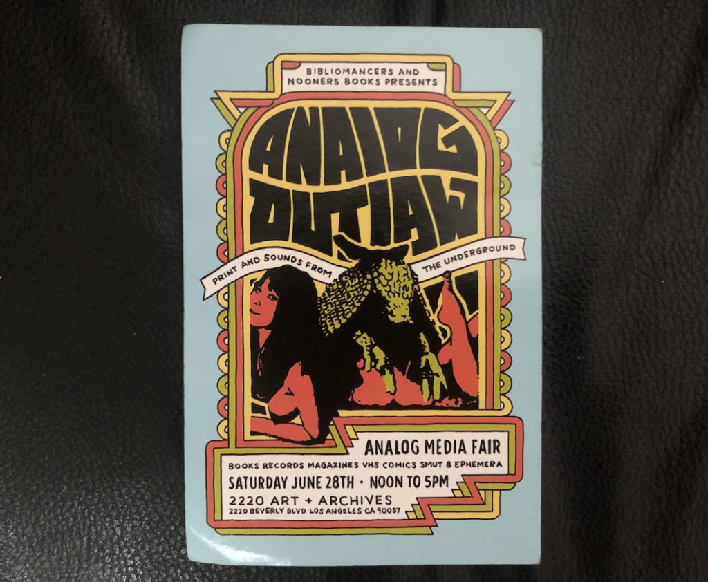 Paper flyer for Analog Outlaw at 2220 Arts + Archives in Los Angeles on Saturday, June 28