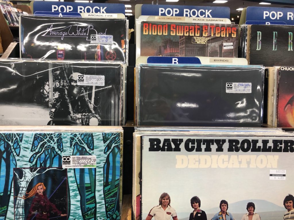 Vinyl bins at Bookmans in Mesa, Arizona. (Photo: Liz Ohanesian)