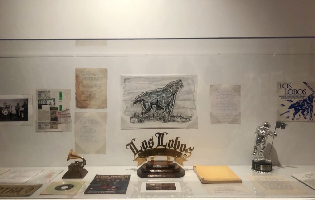 Los Lobos display on view at La Plaza de Cultura y Artes for exhibition "A Great Day in East L.A.: Celebrando the Eastside Sound" (Photo: Liz Ohanesian)