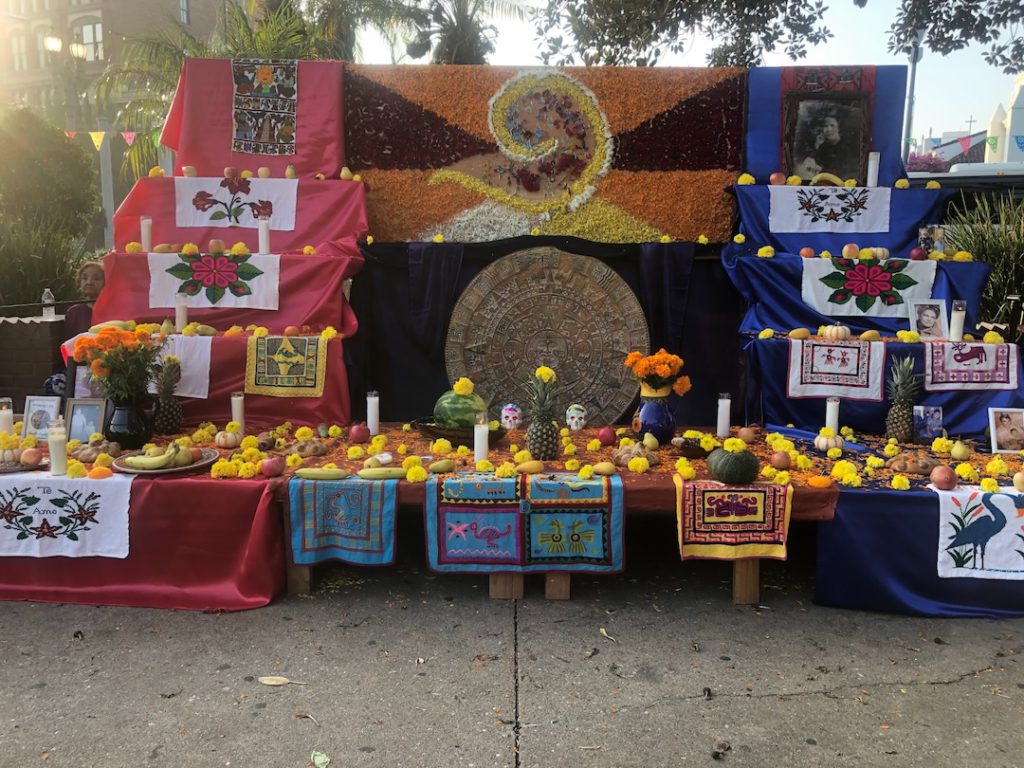 A dia de los muertos altar in the plaza next to Olvera Street in Los Angeles (Photo: Liz Ohanesian)