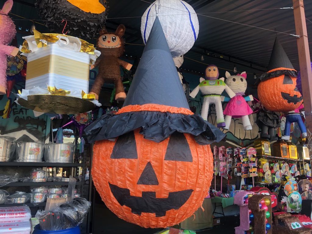 A jack-o-lantern pumpkin inside Los Angeles' Piñata District. (Photo: Liz Ohanesian)
