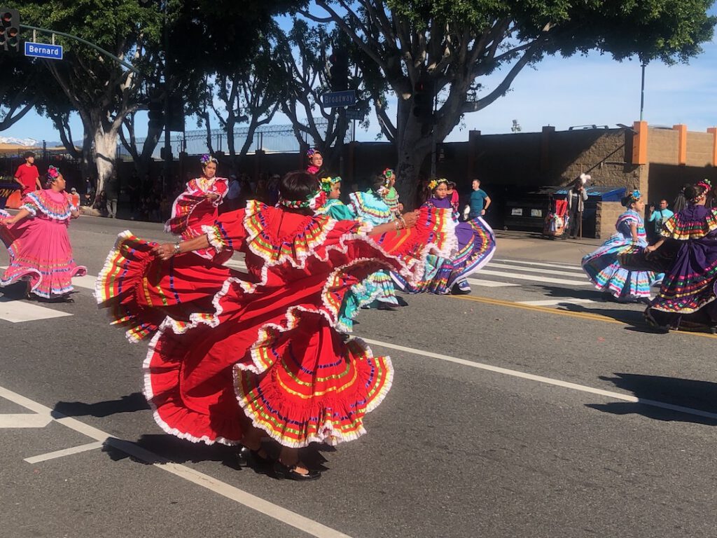 Folklorico dancers in the Chinatown's 127th annual Golden Dragon Parade, Los Angeles February 21, 2026 (Photo: Liz Ohanesian)