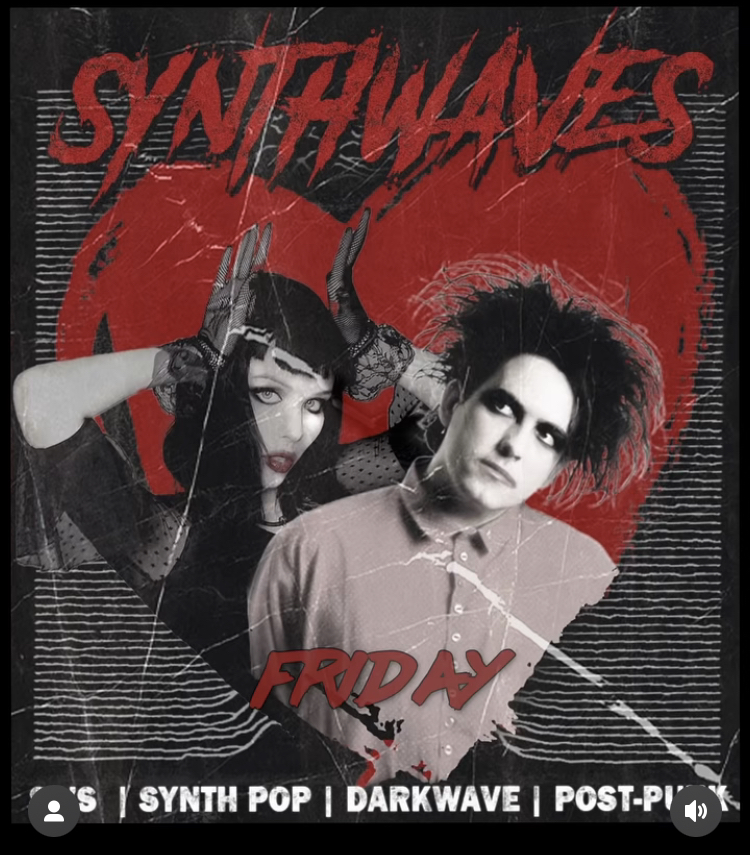 Synthwaves Club Underground Flyer with Alice Glass and Robert Smith