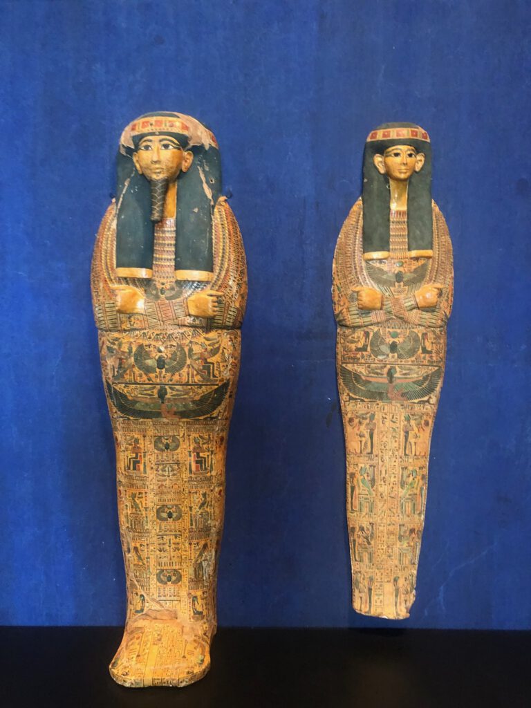 Egyptian sarcophogi at LACMA's David Geffen Galleries (Photo: Liz Ohanesian)