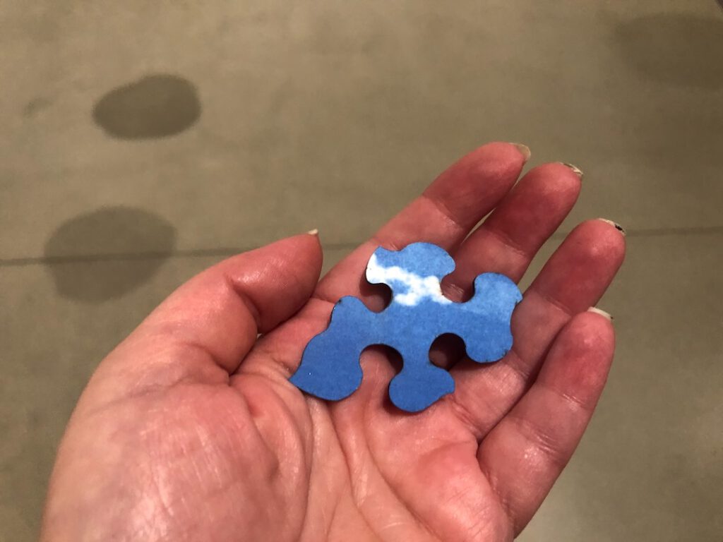 One puzzle piece from Yoko Ono Helmets (Pieces of the Sky)