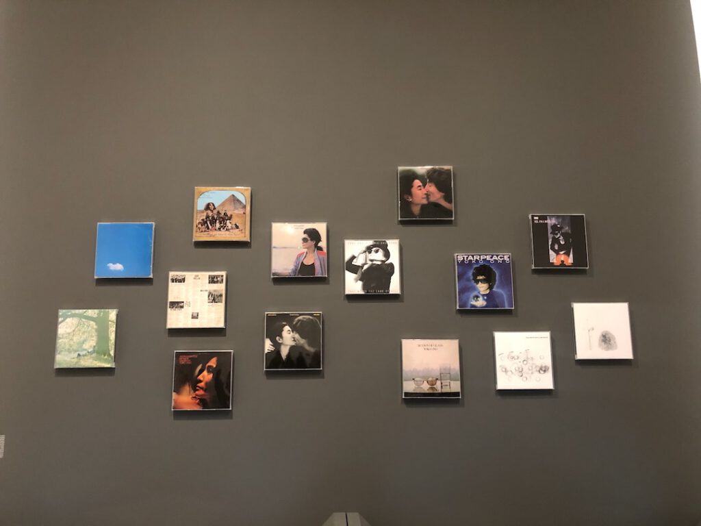 Yoko Ono album covers from Yoko Ono: Music of the Mind at The Broad in Los Angeles (Photo: Liz Ohanesian)