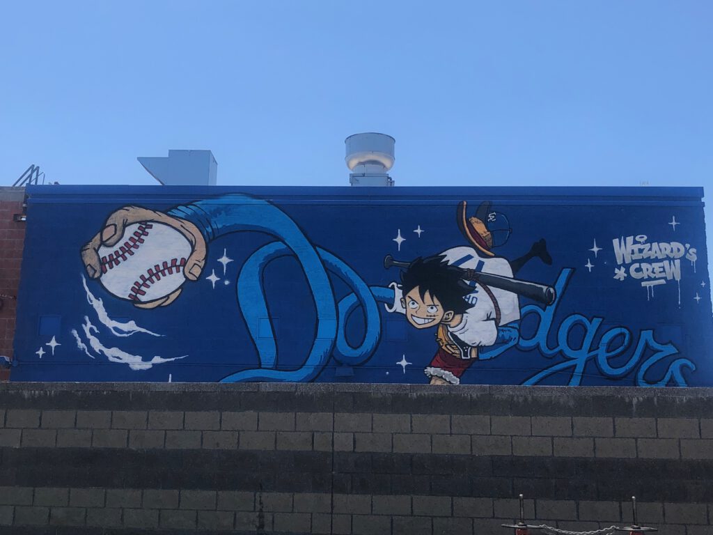 Wizards Crew One Piece Dodgers mural in Little Tokyo (Photo: Liz Ohanesian)