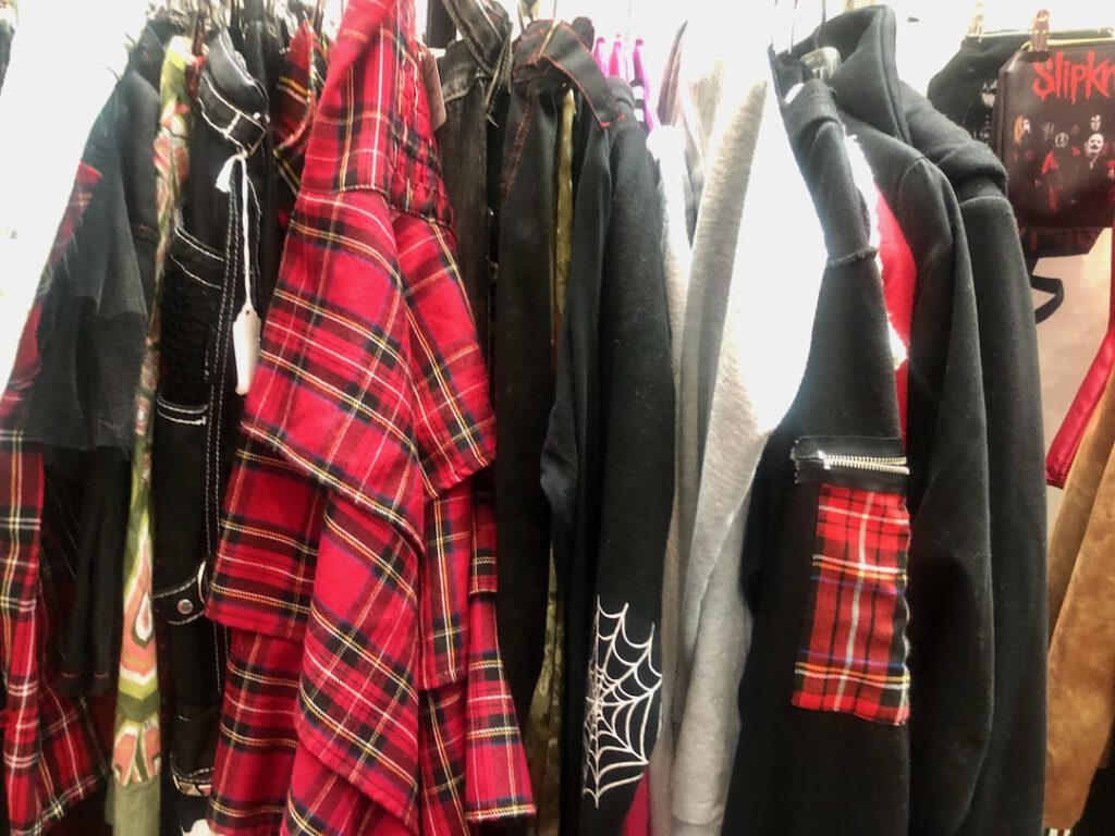 Rack of punk clothing (Photo: Liz Ohanesian)