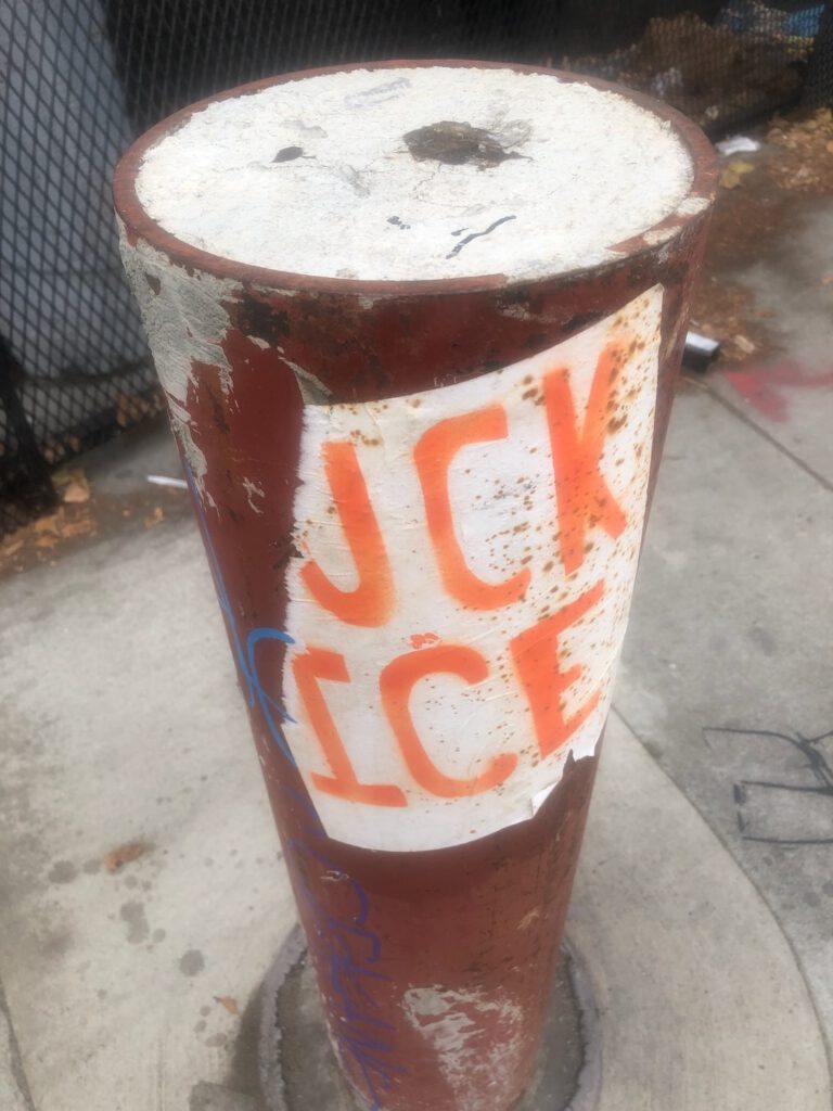 Fuck ICE sticker downtown Los Angeles (Photo: Liz Ohanesian)